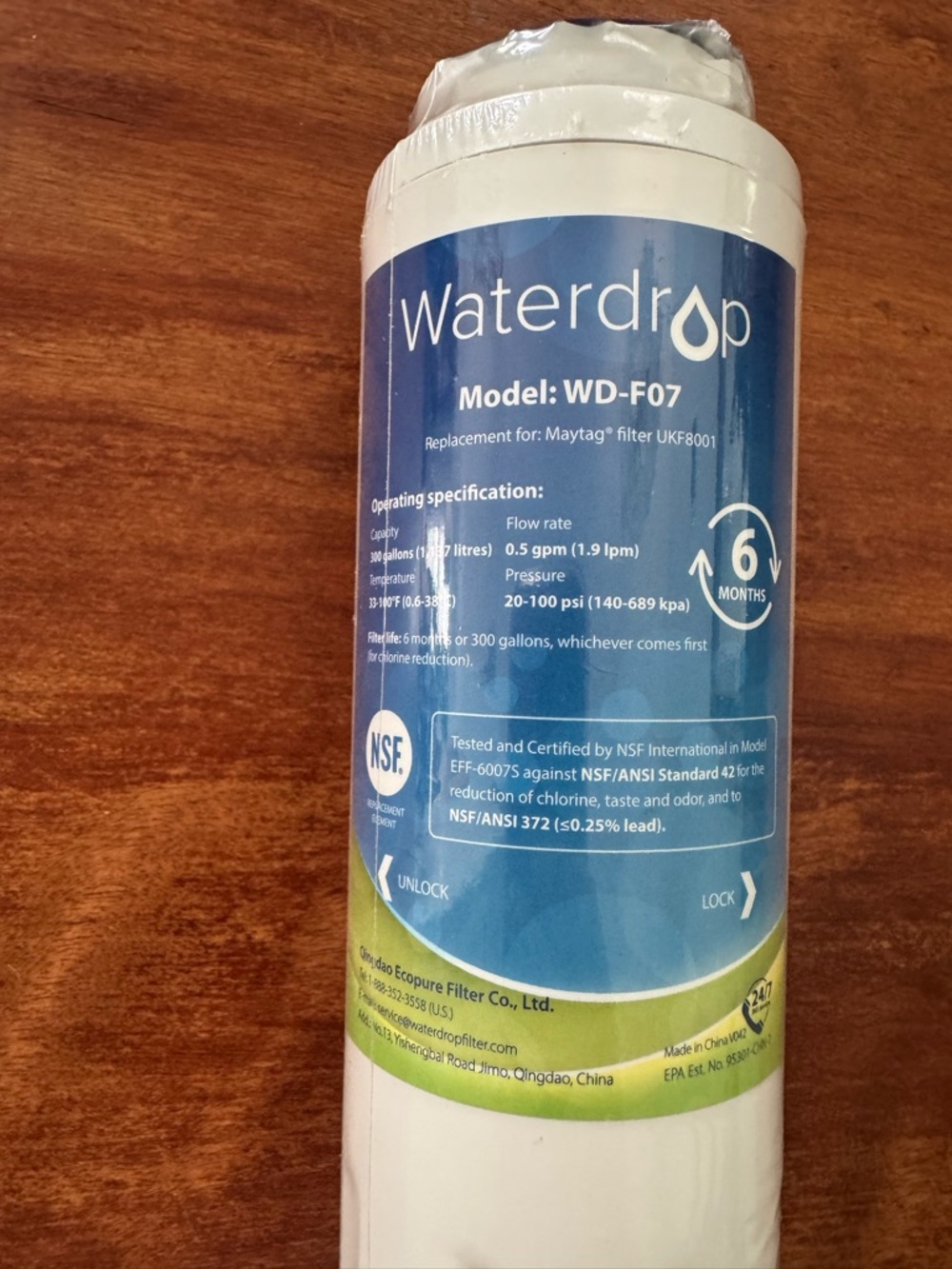 Waterdrop WD-F07 Refrigerator REplacement Water Filter New SAealed Condition - Picture 2 of 3